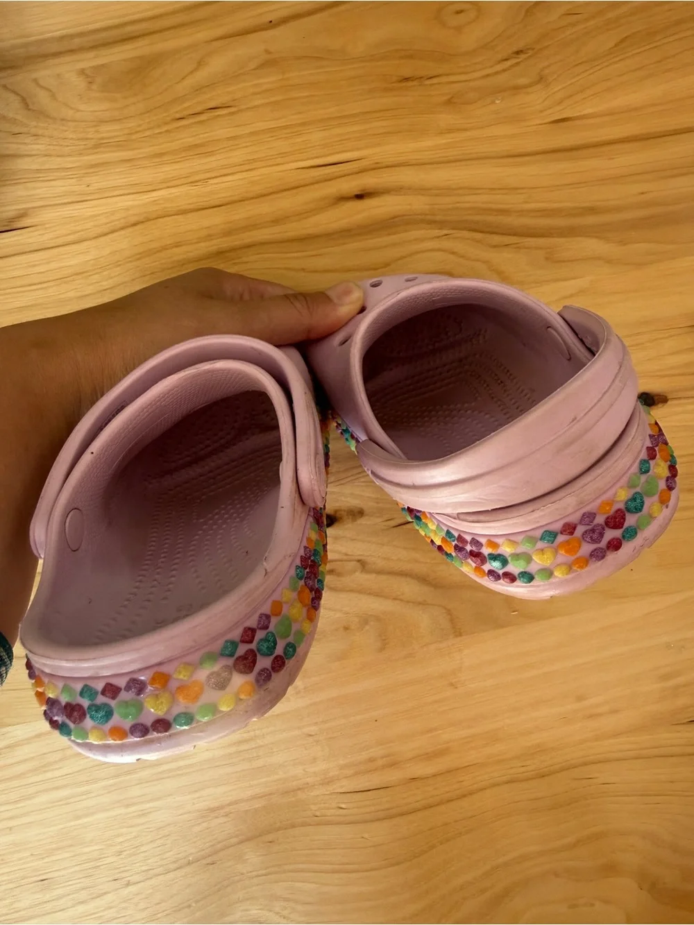 Toddler Girl Crocs with Rainbow Trim